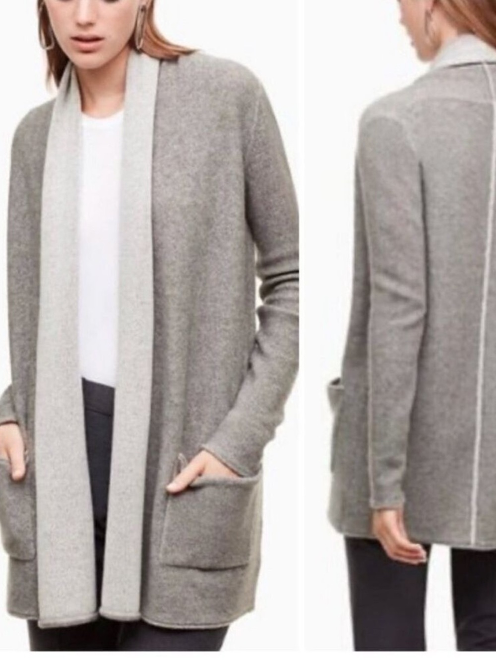 Aritzia x Babaton Gray Long Cardigan Sweater wool and cashmere XS